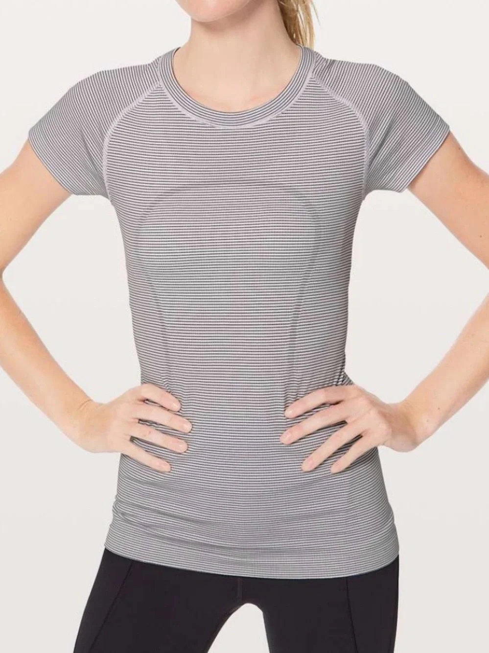 lululemon athletica Grey Microstripe Short-Sleeve Performance Tee